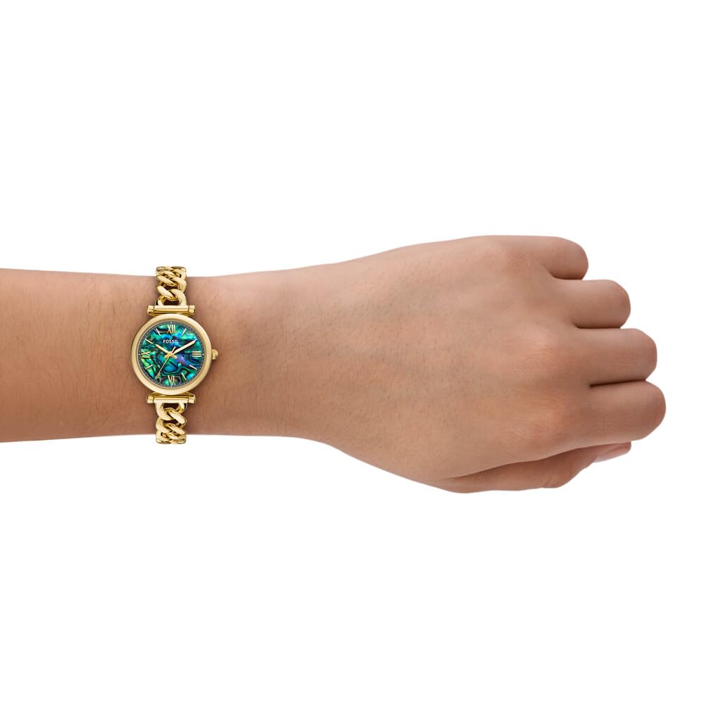 Fossil Analog Women Off-White Gold Carlie Quartz Stainless Steel Watch ES5416