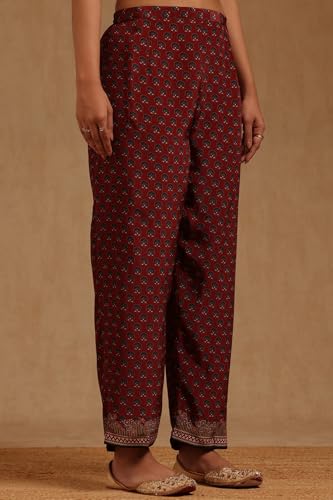 Soch Womens Brick Red Crepe Ethnic Motifs Co-Ords Set