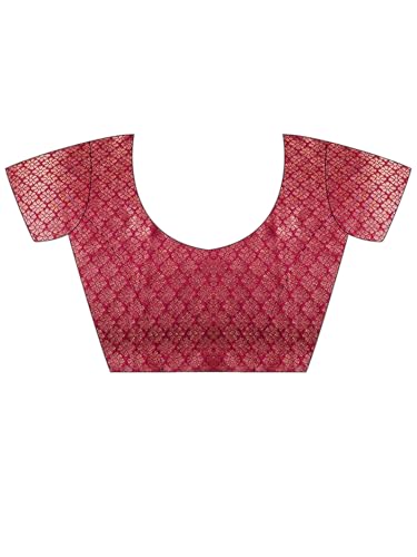 AKHILAM Women's Pink Kanjeevaram Silk Ethnic Motif Printed Saree With Unstitched Blouse Piece (23ALEKHA2303_AI)