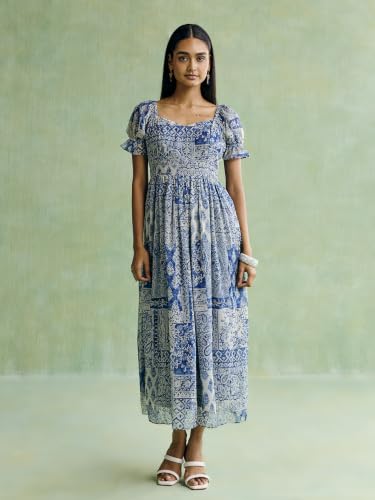 Aarke Ritu Kumar Blue Patchloom Long Dress