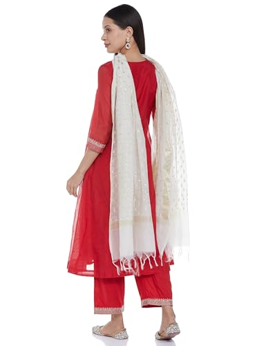 BIBA Women EMBROIDERY KALIDAR SALWAR KURTA DUPATTA(SKDJEWELLED CHARM8990_RED_32)