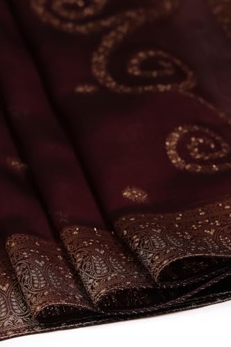 Soch Womens Wine Organza Zari Woven Suit Set With Cutdana