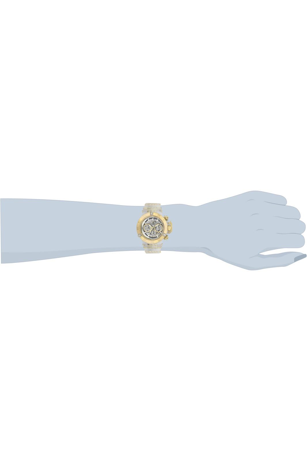 Invicta Silicone Subaqua Chronograph White Dial Analog Watch for Women - 24373, Silver Band