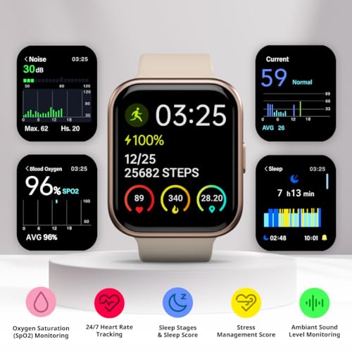 Spade & Co Health Smartwatch 3 - Health, Fitness & Activity Tracker with 10+ Day Battery Life, Alexa Built-in, Bluetooth Call, Sleep Monitor, Waterproof for iPhone & Android, Men & Women (Rose Gold)