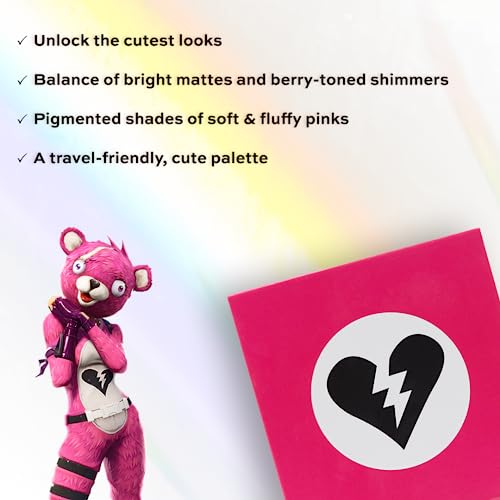Makeup Revolution- X Fortnite-9 Pan Shadow Palette- Cuddle Team Leader | Unlock the cutest looks |Balance of bright mattes and berry-toned shimmers | Pigmented shades of soft & fluffy pinks | 9gm