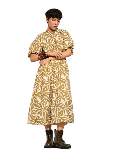 ONLY Women Fit and Flare Yellow Dress