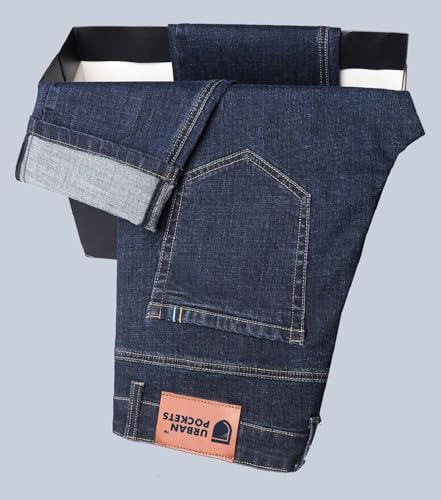 URBAN POCKETS Jeans for Men | Denim Pants with Straight Fit & Formal Look (Regular-D.Blue-U08-36)