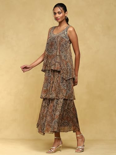 Ritu Kumar Brown Printed Dress