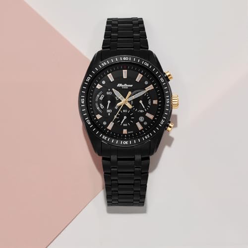 Titan Octane Quartz Chronograph Black Dial Black Stainless Steel Strap Watch for Men - NT90077KM04