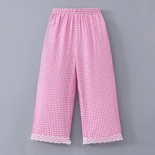 Hopscotch Girls Full Sleeves Pink 2-Pc Checkered Bow Applique Pants Set (4-5 Years)
