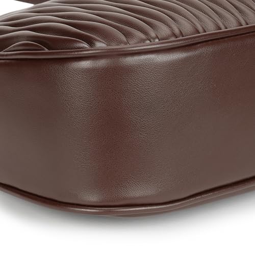 Fastrack Brown Wave Shoulder Bag for Women | Faux-Leather Handbag | Dual-Carry Shoulder & Crossbody Sling | Spacious Everyday Bag with Organizer Pockets
