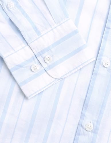 U.S.Polo Association Men's Vertical Striped Regular Fit Shirt (USSHT3378_Blue_44)