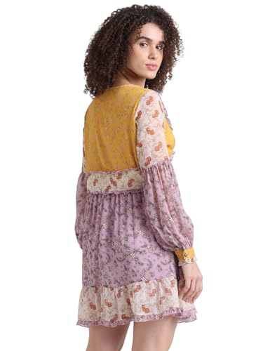 ONLY Women Printed Polyester Above Knee Lavender A-line Dress