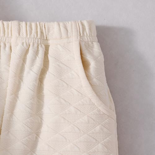 Hopscotch Girls Full Sleeves Beige 3-Pc Tulip Applique Ruffled Pant Set For Ages (4-5 Years)