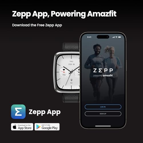 Amazfit Active 2 Square Smartchoice, 2000 Nits Bright AMOLED Display, Built in GPS, 10Day Battery, Android & iPhone, Accurate Readings, BT Call, Sleep Monitor, 5ATM Water Resistant, Black Leather
