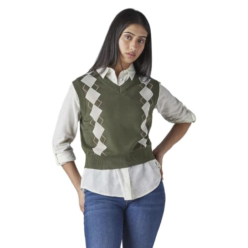 Levi's Women's Argyle Olive V Neck Sweater