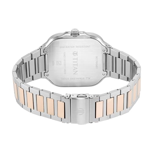 Titan Men Stainless Steel Analog Silver Dial Watch-90176Km01, Band Color-Multicolor