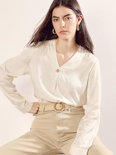 VERO MODA Women's Regular Fit Beige Top
