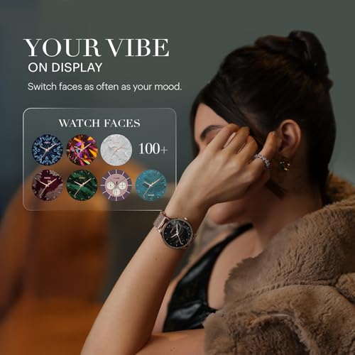 Noise Diva Araya Smartwatch for Women with AMOLED Display (850 Nits), 60 Precision-Set Crystals, Cycle Tracking, Skin Temperature, SOS with Live Location, 100+ Watch Faces - Iconic Silver