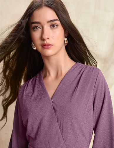 U.S. Polo ASSN. Women Textured Mini Sheath Dress (UWAW25DRS211_Plum_L)