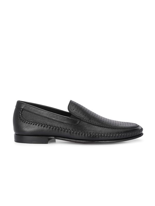 HITZ Men's Black Leather Formal Slip On Shoes - UK 7
