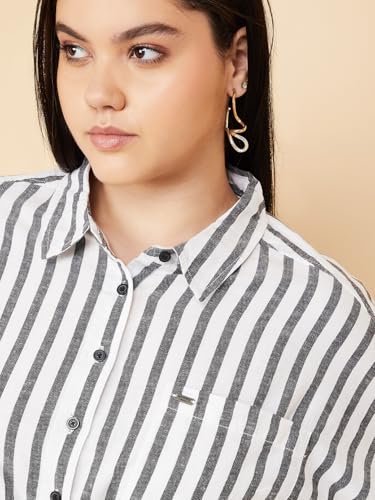 Max Women Striped Oversized Shirt (Black_5XL)