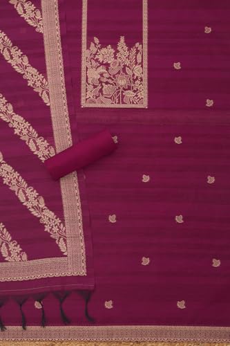 Soch Womens Purple Chanderi Woven Design Unstitch Dress Material