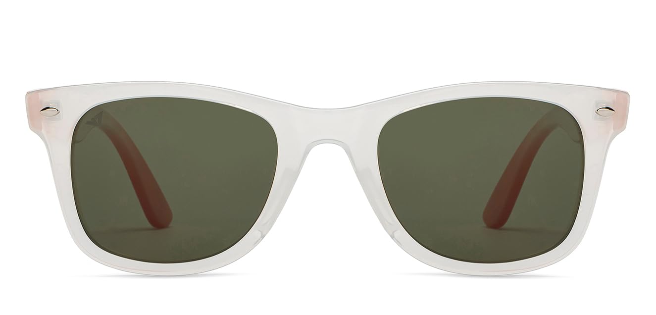 Vincent Chase By Lenskart | Patriot Collection | White Orange Green Full Rim Square | Branded Latest and Stylish Sunglasses | Polarized and 100% UV Protected | Men & Women | Large | VC S5147/P