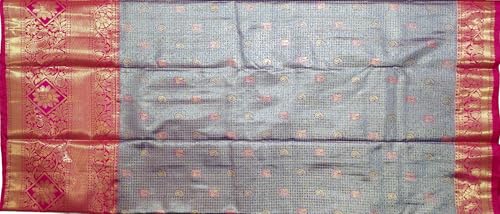 VFCollections Women's Kanchipuram Silk Pure Pattu Sarees With Blouse (VFC391-7)