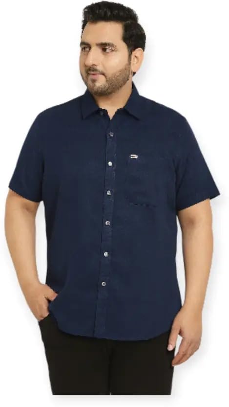 ADAMS BRIDGE Mens Plus Size Cotton Blend Casual Shirt | Regular Fit | Full Sleeve Solid Shirt for Men | Comfortable and Breathable (Navyblue-4XL)
