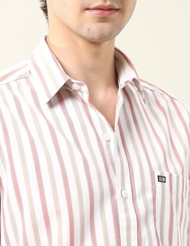 Arrow Sports Men's Striped Slim Fit Shirt (ASAJSH1761_Red