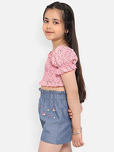 Nauti nati Girl's Regular Fit Crop Top (NN313-656_Multicolor