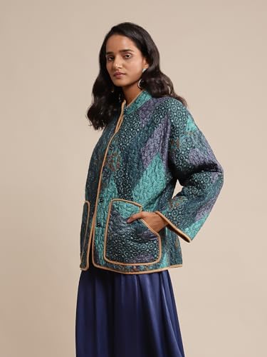 Ritu Kumar Blue Micro Print Quilted Jacket