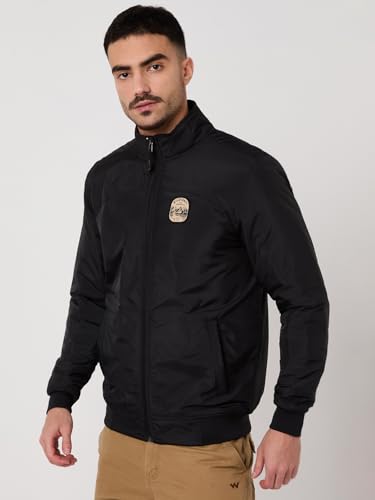 Wildcraft Men Sierra Solid Nylon Blend Collored Casual Quilted Jacket, Full Sleeve - Regular fit, Black, S