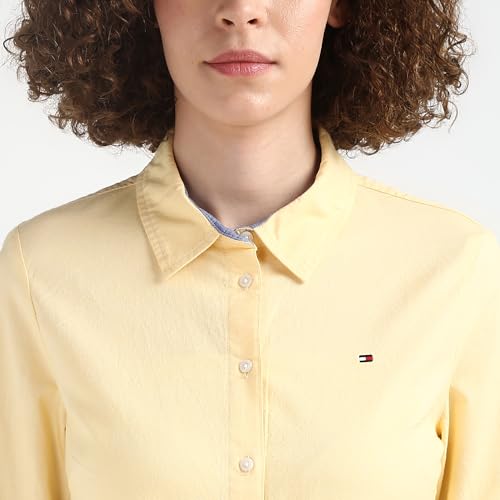 Tommy Hilfiger Yellow Solid Spread Collar Full Sleeve Shirt