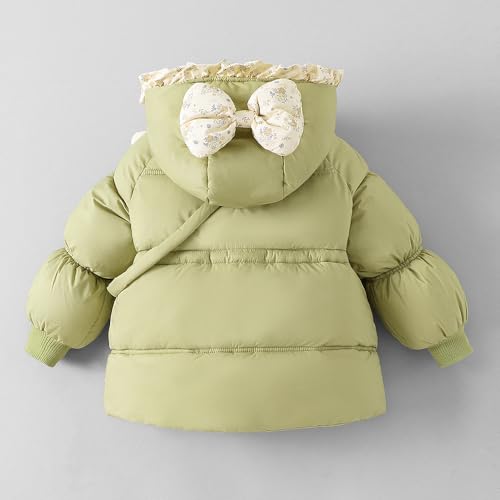 Hopscotch Girls Olive Full Sleeves Bow Applique Puffer Coat For Age (18-24 Months)