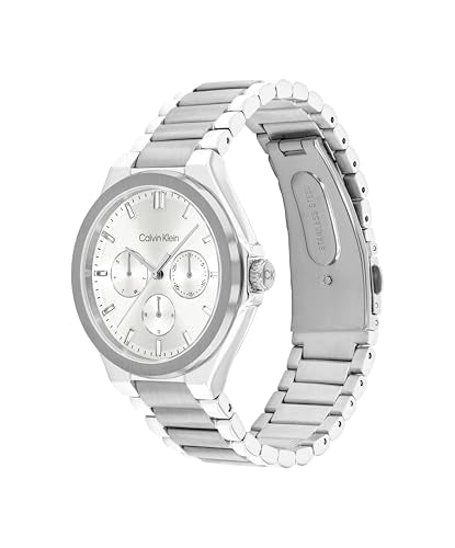 Calvin Klein Vibrancy Qtz Multifunction White Round Dial Women's Watch|Stainless Steel Material|Silver Color Band - 25100054