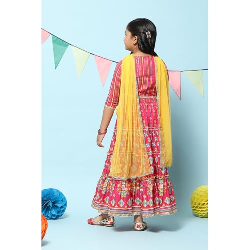 BIBA GIRL PRINTED SHORT_KURTA KID(KW5308_PINK_5)