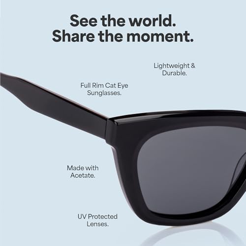 John Jacobs | Full Rim Cat Eye Stylish & Premium UV Protected Sunglasses | Acetate Lines | Polarized and 100% UV Protected | Women | Extra Wide | JJ S17340