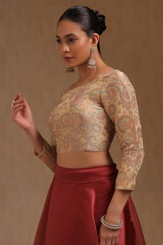 Soch Womens Beige Tussar Paisley Print Padded Blouse