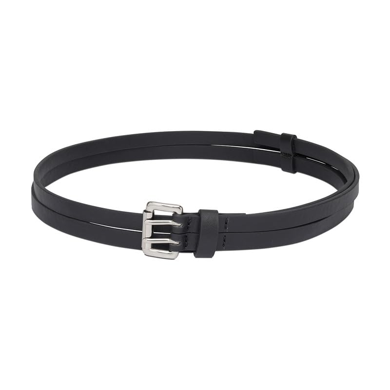 UNITED COLORS OF BENETTON Manon Women Casual Belt - Black, S 70Cm | Pin Closure | Waist Size : 26-31 | Double Prong Buckle With Pebbled Textured