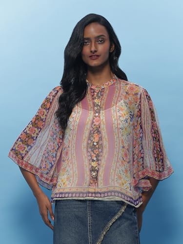 Label RITU KUMAR Ecru Botanic Print Shirt with Inner