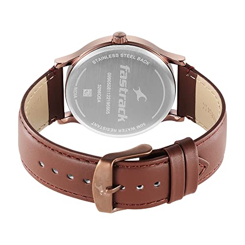 Fastrack Urban Camo Analog Mens Blue Dial Leather Strap Watch for Guys-3296QL01
