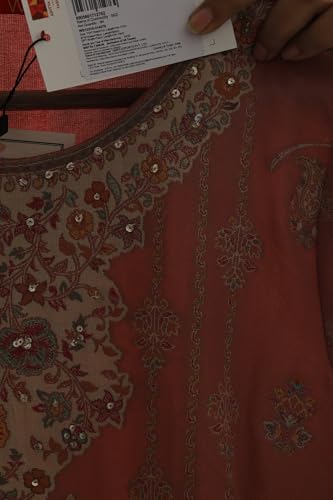 W for Woman Pink Geometric Printed Buttons Straight Kurta with Pant and Dupatta Set - (WS13310-314579-3XL)