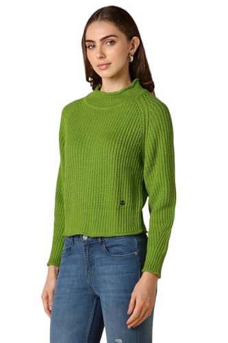 Allen Solly Women's Acrylic Crew Neck Sweater (AHSWCRGFA82737_Green