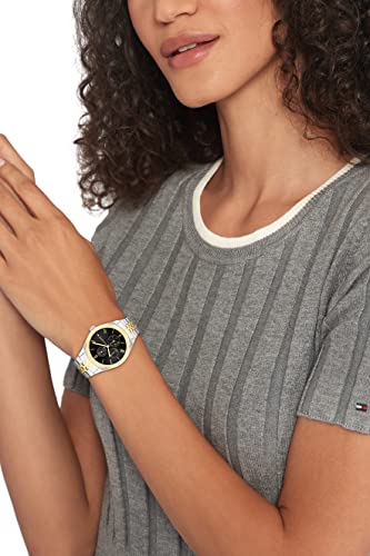 Tommy Hilfiger Women's Multifunction Stainless Steel Case and Link Bracelet Watch, Color: Two Tone (Model: 1782591), Two Tone
