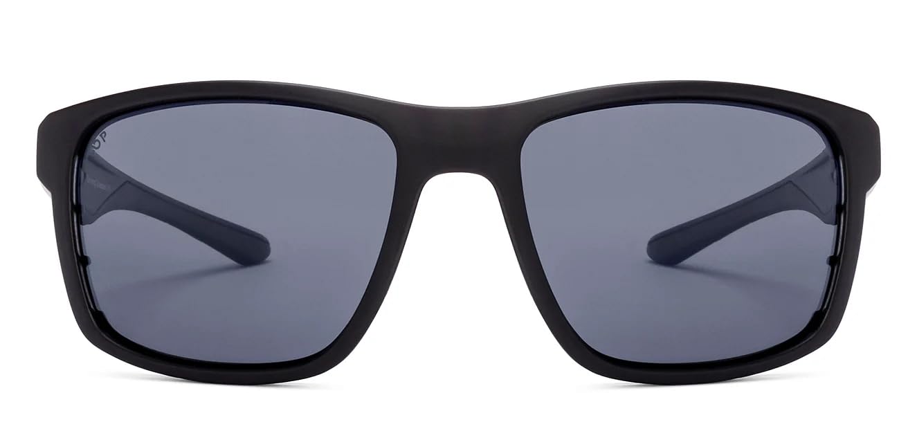 Vincent Chase By Lenskart | Black Grey Full Rim Square | NIGHT DRIVING GLASSES | Branded Latest and Stylish Sunglasses | Polarized and 100% UV Protected | For Men & Women | Large | VC S17484