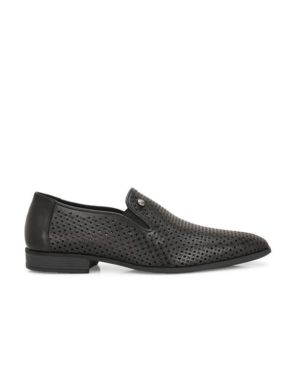 HITZ Men's Black Leather Formal Slip On Shoes - UK 7