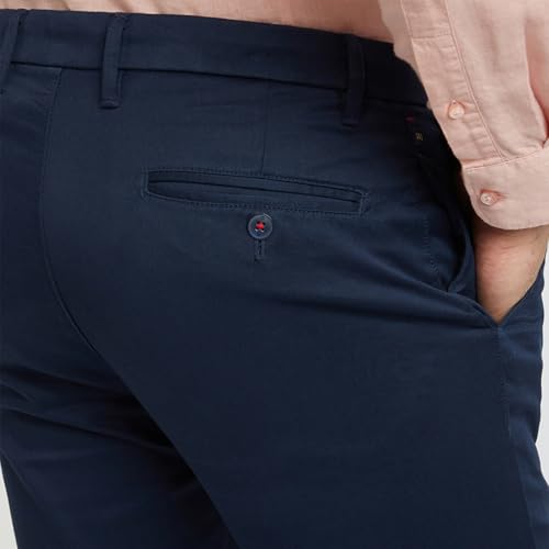 Raymond Men's Contemporary Fit Pure Cotton Structure Pattern Dark Blue Flat Front Casual Trouser