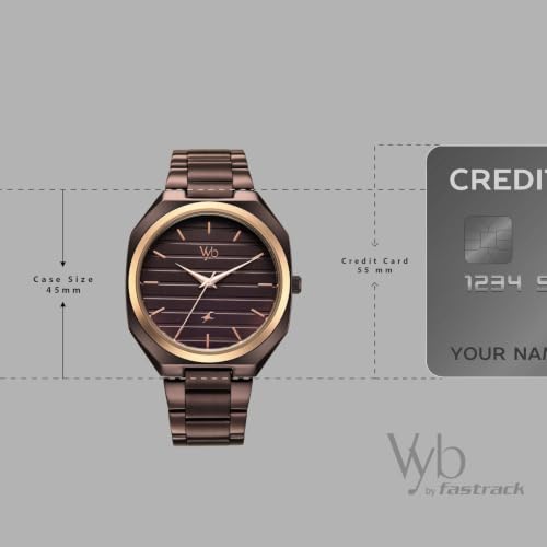 Fastrack Vyb Horizon Quartz Analog 3 Hands Brown Dial Brown Stainless Steel Strap Watch for Guys - FV30031KM04W